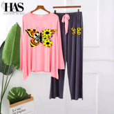 Multi Butterfly Printed Nightwear Set with – Women's Lounge Wear Clothing By Has